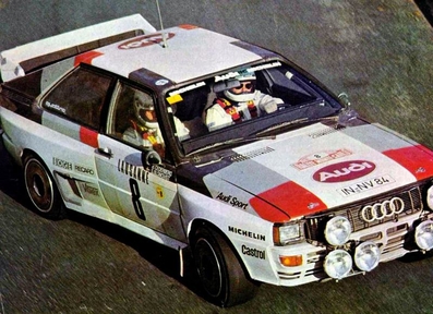 Stig Blomqvist - Bjorn Cederberg
51º Rallye Automobile de Monte-Carlo 1983. Audi Quattro A1 (IN-NV 84). Clasificado 3º.

Del 22 al 28 de Enero, Monte-Carlo.
Superficie: asfalto - nieve.

RMC clasificó a todos los equipos que terminaron el 