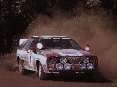Michèle Mouton - Fabrizia Pons
31º Marlboro Safari Rally 1983. Audi Quattro A1 (IN-YC 19). Clasificada 3ª.

Del 30 de Marzo al 4 de Abril, Nairobi, Kenya, África.
Superficie: tierra.

El Rally tenia un total de 5035 km en los que 1620.95 km se encontraban 26 controles horarios.

Tomaron la salida 78 equipos, finalizaron 22.@
Palabras clave: Michele_Mouton;Audi;Quattro;Grupo_B;Safari;1983;Womens;Mujeres