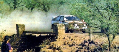 Michèle Mouton - Fabrizia Pons
31º Marlboro Safari Rally 1983. Audi Quattro A1 (IN-YC 19). Clasificada 3ª.

Del 30 de Marzo al 4 de Abril, Nairobi, Kenya, África.
Superficie: tierra.

El Rally tenia un total de 5035 km en los que 1620.95 km se encontraban 26 controles horarios.

Tomaron la salida 78 equipos, finalizaron 22.@
Palabras clave: Michele_Mouton;Audi;Quattro;Grupo_B;Safari;1983;Womens;Mujeres