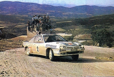Ari Vatanen - Terry Harryman
30º Rothmans Acropolis Rally 1983. Opel Manta 400 (GG-CP 680). Clasificado 4º.
Rothmans Opel Rally Team

Del 30 de Mayo al 2 de Junio, Atenas, Grecia.
Superficie: tierra.

El Rally tenia un total de 2264 km de los que 843.30 km divididos en 45 tramos eran especiales, (uno de ellos fue cancelado SS22 Tsouka de 6.57 km).

Tomaron la salida 120 equipos, finalizaron 36.@
Palabras clave: Opel;Manta;Grecia;grupo_B;1983;Acropolis