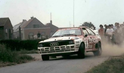 Marc Duez - Willy Lux
19º Ypres 24 Horas Rally 1983. Audi Quattro A1 (N-RD 400). Clasificado 4º.
Autostal Duindistel

Del 24 al 26 de Junio, Ypres, Bélgica.
Superficie: asfalto.

El Rally tenía 512.00 km cronometrados divididos en dos etapas y 53 tramos especiales.

Tomaron la salida 176 equipos, finalizaron 77.@
Palabras clave: Audi;Quattro;Grupo_B;Ypres;1983