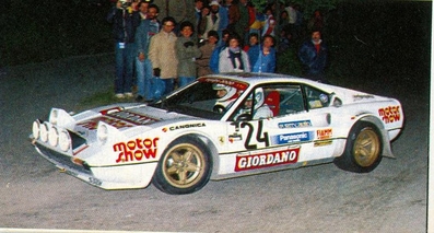 Giovanni Giordano - Marco Bolla
13º Rally 4 Regioni 1983. Ferrari 308 GTB (MI 88557P). Clasificado 5º.

Del 12 al 14 de Mayo, Salice Terme, Lombardia, Italia.
Superficie: asfalto.

El Rally constaba de dos etapas y 26 tramos cronometrados.

Tomaron la salida 79 eqyuipos, finalizaron 35.@
Palabras clave: Ferrari;GTB;Rally_4Regioni;1983