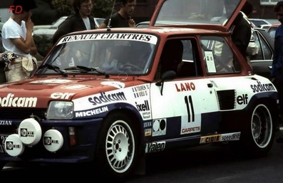 Philippe Touren - Jean-Bernard Vieu
19º Ypres 24 Hours Rally 1983. Renault 5 Turbo Tour de Corse (21 QV 28). Clasificado 6º.

Del 24 al 26 de Junio, Ypres, Bélgica.
Superficie: asfalto.

El Rally tenía 512.00 km cronometrados divididos en dos etapas y 53 tramos especiales.

Tomaron la salida 176 equipos, finalizaron 77.@
Palabras clave: Renault;turbo;Grupo_B;Ypres;1983