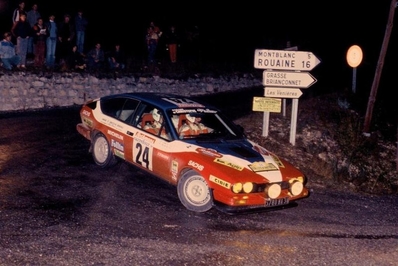Bertrand Balas - Eric Lainé
18º Rallye International d'Antibes 1983. Alfa Romeo Alfetta GTV6 (5788 WA 38). Clasificado 9º.

Del 13 al 15 de Octubre, Antibes, Alpes Marítimos, Provenza-Alpes-Costa Azul, Francia.
Superficie: asfalto.

El Rallye tenia un total de 513.00 km cronometrados.
Desconocemos en cuantos tramos especiales se dividian.

Tomaron la salida 153 equipos, finalizaron 69.@
Palabras clave: Alfa;Romeo;Antibes;1983