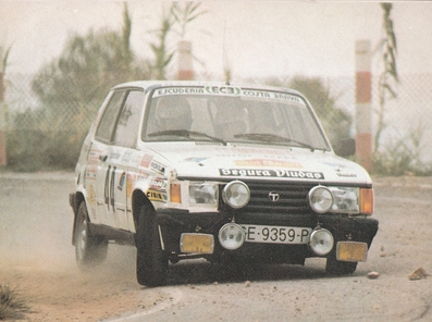 Josep Alsina - Joaquim Alsina
19º Rally Catalunya 1983. Talbot Samba S (GE-9359-P). Clasificado 16º.

Del 21 al 23 de Octubre, Catalunya, España.
Superficie: asfalto.

El Rally tenia un total de 356.90 km cronometrados, desconocemos en cuantos tramos especiales se dividian.

Tomaron la salida 97 equipos, finalizaron 54.
Palabras clave: Catalunya;1983;Talbot;Samba