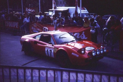 Panic - Dominique Bouteloup
42º Tour de France Automobile 1983. Ferrari 308 GTB (1964 OF 53). Clasificado 16º.

Del 19 al 23 Septiembre, Paris, Nice, Francia.
Superficie: asfalto.

El Rally tenia un total de 2800.00 km de los que 630.00 km divididos en 3 etapas y 32 tramos eran especiales (uno de ellos fue cancelado SS27 Col du Noyer).

Tomaron la salida 84 equipos, finalizaron 37.@
Palabras clave: Ferrari;GTB;Tour_France_Automobile;1983