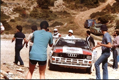 Michèle Mouton - Fabrizia Pons
30º Acrópolis Rally 1983. Audi Quattro A2 (IN-NN 86). Abandonó por accidente vuelco en SS1 Parnis de 42.17 km.

Del 30 de Mayo al 2 de Junio, Atenas, Grecia.
Superficie: tierra.
El Rally tenia un total de 2264 km de los que 843.30 km divididos en 45 tramos eran especiales, (uno de ellos fue cancelado SS22 Tsouka de 6.57 km).
Tomaron la salida 120 equipos, finalizaron 36.@
Palabras clave: Michele_Mouton;Audi;Quattro;Grupo_B;Grecia;1983;Acropolis