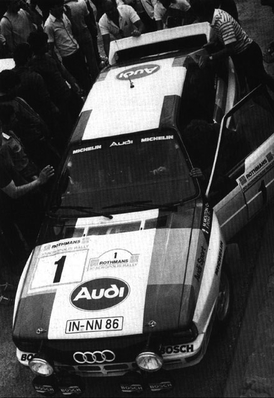 Michèle Mouton - Fabrizia Pons
30º Rothmans Acropolis Rally 1983. Audi Quattro A2 (IN-NN 86). Abandonó por accidente (vuelco) en SS1 Parnis de 42.17 km

Del 30 de Mayo al 2 de Junio, Atenas, Grecia.
Superficie: tierra.

El Rally tenia un total de 2264 km de los que 843.30 km divididos en 45 tramos eran especiales, (uno de ellos fue cancelado SS22 Tsouka de 6.57 km).

Tomaron la salida 120 equipos, finalizaron 36.@
Palabras clave: Michele_Mouton;Audi;Quattro;Grupo_B;Acropolis;Grecia;1983