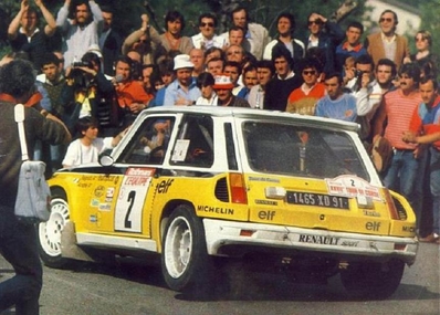 Jean Ragnotti - Jean-Marc Andrié
27º Tour de Corse - Rallye de France 1983. Renault 5 Turbo Tour de Corse (1465 XD 91) Abandonó al chocar con una vaca en SS15 Chiatra - Ponte Nuovo de 64.80 km.

Del 5 al 7 de Mayo, Ajaccio, Córcega, Francia.
Superficie: asfalto.

El Rally tenia un total de 1715.10 km de los que 1066.10 km divididos en 32 tramos eran especiales.

Tomaron la salida 178 equipos, finalizaron 57.@
Palabras clave: ;Renault;Turbo;Corcega;1983;Grupo_B;Corse