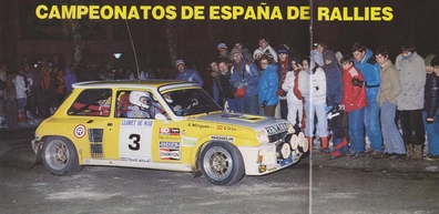 Genito Ortiz - Ramon Mi­nguez
31º Rally Costa Brava 1983. Renault 5 Turbo TdC (1-M-2860-P) Abandonó por problema eléctrico en el tramo "El Sobirà".
FASA Renault

Del 18 al 20 de Febrero, Lloret de Mar, Girona, Catalunya, España.
Superficie: asfalto - tierra.

El Rally tení­a un total de 1356.5 km de los que 519.10 km divididos en 44 tramos eran especiales.

Tomaron la salida 68 equipos, finalizaron 20.@
Palabras clave: Genito_Ortiz;Renault;Turbo;Grupo_B;Costa_Brava;1983