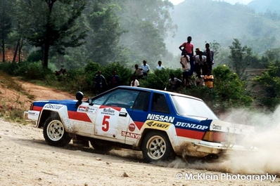 Mike Kirkland - Anton Levitan
31º Marlboro Safari Rally 1983. Nissan 240RS. Abandonò por motor en el CH25.

Del 30 de Marzo al 4 de Abril, Nairobi, Kenya, África.
Superficie: tierra.

El Rally tenia un total de 5035 km en los que 1620.95 km se encontraban 26 controles horarios.

Tomaron la salida 78 equipos, finalizaron 22.@
Palabras clave: ;Nissan;Safari;Grupo_B;1983