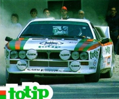 Carlo Capone - Luigi Pirollo
13º Rally 4 Regioni 1983. Lancia Rally 037. Abandonó por la transmisión del coche en SS3 Opel Storti 1.
Jolly Club Totip

Del 12 al 14 de Mayo, Salice Terme, Lombardia, Italia.
Superficie: asfalto.

El Rally constaba de dos etapas y 26 tramos cronometrados.

Tomaron la salida 79 eqyuipos, finalizaron 35.@
Palabras clave: Lancia;Rally;Grupo_B;Rally_4Regioni;1983