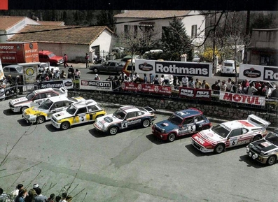 Parque Cerrado del 27º Critérium Alpin - Behra 1984
#1 Audi Quattro A2 de Bernard Darniche - Alain Mahé, clasificado 6º.

#2 Opel Manta 400 de Guy Fréquelin - Christian Gilbert "Tilber", clasificado 3º.

#3 Renault 5 Turbo de Jean Ragnotti - Pierre Thimonier, clasificado 1º.

#4 Porsche 911 SC RS de Henri Toivonen - Juha Piironen, clasificado 2º.

#5 Renault 5 Turbo de Bruno Saby - Jean-François Fauchille, abandonó.

#6 BMW M1 de Bernard Béguin - Jean-Jacques Lenne, abandonó.

#7 Renault 5 Turbo de François Chatriot - Michel Périn, abandonó.

Del 14 al 15 de Abril, Grasse, Francia.
Superficie: asfalto.

Tomaron la salida 106 equipos, finalizaron 56.

© Morelli-Bertier
@
Palabras clave: Opel;BMW;Audi;Quattro;Renault;Turbo;Manta;Grupo_B;1984;Parque_Cerrado