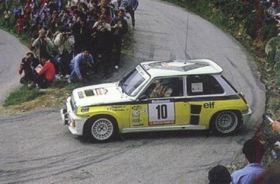 Jean Ragnotti - Pierre Thimonier
28º Tour de Corse - Rallye de France 1984. Renault 5 Turbo Tour de Corse (1465 XD 91). Clasificado 3º.

Del 3 al 5 de Mayo, Ajaccio, Córcega, Francia.
Superficie: asfalto.

El Rally tenia un total de 1618 km de los que 1130.9 km divididos en 30 tramos eran especiales.

Se inscribieron 158 equipos, tomaron la salida 155, finalizaron 57.@
Palabras clave: ;Pierre_Thimonier;Renault;Turbo;Grupo_B;Corcega;1984;Corse