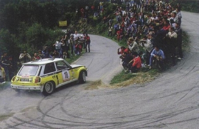 Jean Ragnotti - Pierre Thimonier
28º Tour de Corse - Rallye de France 1984. Renault 5 Turbo Tour de Corse (1465 XD 91). Clasificado 3º.

Del 3 al 5 de Mayo, Ajaccio, Córcega, Francia.
Superficie: asfalto.

El Rally tenia un total de 1618 km de los que 1130.9 km divididos en 30 tramos eran especiales.

Se inscribieron 158 equipos, tomaron la salida 155, finalizaron 57.@
Palabras clave: ;Pierre_Thimonier;Renault;Turbo;Grupo_B;Còrcega;1984