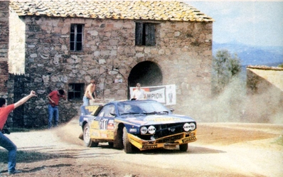 Fabrizio Tabaton - Luciano Tedeschini
26º Rallye Sanremo 1984. Lancia Rally 037 (GE 941679). Clasificado 4º.
H.F. Grifone SRL

Del 30 de Septiembre al 5 de Octubre, Sanremo, Liguria, Imperia, Italia.
Superficie: asfalto -tierra.

El Rally tenia un total de 2546.29 km de los que 807.69 km divididos en 56 tramos eran especiales, (2 de ellas fueron canceladas SS7 Sante Luce de 12,30 km y SS26 Chiusdino 2 de 17,41 Km).

Se inscribieron 104 equipos, tomaron la salida 100, finalizaron 35.@
Palabras clave: Lancia;Rally;Grupo_B;Sanremo;1984