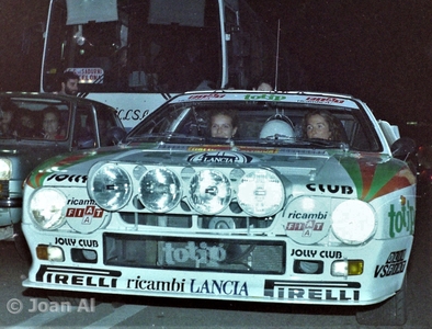 Antonella Mandelli - Tiziana Borghi
20º Rally Catalunya 1984. Lancia Rally 037 (TO W67784). Clasificada 5ª.
Jolly Club

Del 26 de Octubre al 28 de Octubre, Barcelona, Catalunya, España.
Superficie: asfalto.

El Rally tení­a un total de 440.65 km cronometrados.

Tomaron la salida 83 equipos, finalizaron 42.

© Joan Al
Salida 1ª Etapa
@
Palabras clave: Lancia;Rally;Grupo_B;Catalunya;1984;Womens;Mujeres;Barcelona;Spain;España
