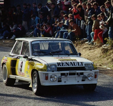 Jean Ragnotti - Pierre Thimonier
18º Rallye de Portugal - Vinho do Porto 1984. Renault 5 Turbo "Tour de Corse" (1465 XD 91). Clasificado 5º.

Del 6 al 10 de Marzo, Estoril, Portugal.
Superficie: asfalto - tierra.

El Rally tenia un total de 2400.00 km de los que 685.00 km divididos en 45 tramos eran especiales.

Tomaron la salida 70 equipos, finalizaron 20.@
Palabras clave: ;Pierre_Thimonier;Renault;Turbo;Grupo_B;Portugal;1984