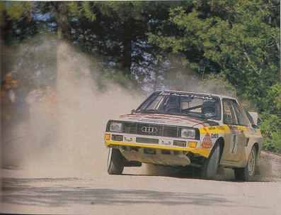 Stig Blomqvist - Bjorn Cederberg
26º Rallye Sanremo 1984. Audi Sport Quattro S1 (IN-NT 2). Abandonó por motor en SS41 Ghizzano 2 de 13,20 km.
Audi Sport

Del 30 de Septiembre al 5 de Octubre, Sanremo, Liguria, Imperia, Italia.
Superficie: asfalto -tierra.

El Rally tenia un total de 2546.29 km de los que 807.69 km divididos en 56 tramos eran especiales, (2 de ellas fueron canceladas SS7 Sante Luce de 12,30 km y SS26 Chiusdino 2 de 17,41 Km).

Se inscribieron 104 equipos, tomaron la salida 100, finalizaron 35.@
Palabras clave: Stig_Blomqvist;Audi;Quattro;Sport;Sanremo;Grupo_B;1984