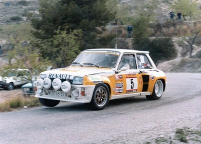 Genito Ortiz - Guillermo Barreras
32º Rally RACE - Costa Blanca 1984. Renault 5 Turbo Tour de Corse (M-9768-EV). Abandonó por motor.
FASA Renault

Del 17 al 19 de Marzo, Alicante, España.
Superficie: asfalto.

El Rally tenía un total de 398.61 km cronometrados.

Tomaron la salida 98 equipos, finalizaron 48.@
Palabras clave: Renault;Turbo;Grupo_B;RACE;Costa_Blanca;1984