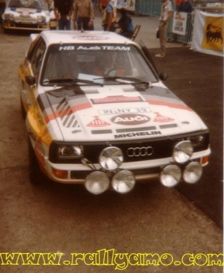 Walter Röhrl - Christian Geistdörfer
26º Rallye Sanremo 1984. Audi Sport Quattro S1 (IN-NY 39). Abandonò por accidente en SS49 Ronde de 46,55 Km.
Audi Sport

Del 30 de Septiembre al 5 de Octubre, Sanremo, Liguria, Imperia, Italia.
Superficie: asfalto -tierra.

El Rally tenia un total de 2546.29 km de los que 807.69 km divididos en 56 tramos eran especiales, (2 de ellas fueron canceladas SS7 Sante Luce de 12,30 km y SS26 Chiusdino 2 de 17,41 Km).

Se inscribieron 104 equipos, tomaron la salida 100, finalizaron 35.@
Palabras clave: Walter_Röhrl;Audi;Sport;Quattro;Grupo_B;Sanremo;1984