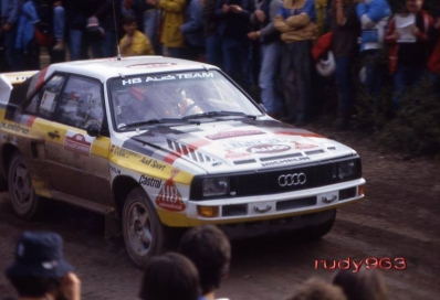 Walter Röhrl - Christian Geistdörfer
26º Rallye Sanremo 1984. Audi Sport Quattro S1 (IN-NY 39). Abandonò por accidente en SS49 Ronde de 46,55 Km.
Audi Sport

Del 30 de Septiembre al 5 de Octubre, Sanremo, Liguria, Imperia, Italia.
Superficie: asfalto -tierra.

El Rally tenia un total de 2546.29 km de los que 807.69 km divididos en 56 tramos eran especiales, (2 de ellas fueron canceladas SS7 Sante Luce de 12,30 km y SS26 Chiusdino 2 de 17,41 Km).

Se inscribieron 104 equipos, tomaron la salida 100, finalizaron 35.@
Palabras clave: Walter_Röhrl;Audi;Sport;Quattro;Grupo_B;Sanremo;1984
