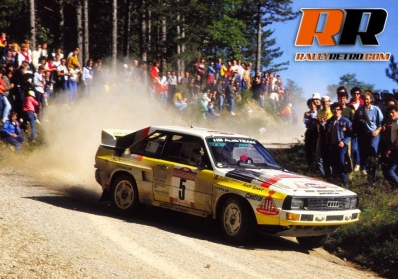 Walter Röhrl - Christian Geistdörfer
26º Rallye Sanremo 1984. Audi Sport Quattro S1 (IN-NT 2). Abandonó por motor en SS41 Ghizzano 2 de 13,20 km.
Audi Sport

Del 30 de Septiembre al 5 de Octubre, Sanremo, Liguria, Imperia, Italia.
Superficie: asfalto -tierra.

El Rally tenia un total de 2546.29 km de los que 807.69 km divididos en 56 tramos eran especiales, (2 de ellas fueron canceladas SS7 Sante Luce de 12,30 km y SS26 Chiusdino 2 de 17,41 Km).

Se inscribieron 104 equipos, tomaron la salida 100, finalizaron 35.@
Palabras clave: Walter_Röhrl;Audi;Sport;Quattro;Grupo_B;Sanremo;1984