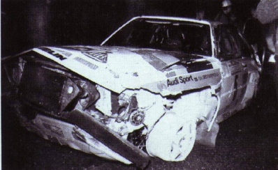 Walter Röhrl - Christian Geistdörfer
26º Rallye Sanremo 1984. Audi Sport Quattro S1 (IN-NY 39). Abandonó por accidente en SS49 Ronde de 46,55 Km.
Audi Sport

Del 30 de Septiembre al 5 de Octubre, Sanremo, Liguria, Imperia, Italia.
Superficie: asfalto -tierra.

El Rally tenia un total de 2546.29 km de los que 807.69 km divididos en 56 tramos eran especiales, (2 de ellas fueron canceladas SS7 Sante Luce de 12,30 km y SS26 Chiusdino 2 de 17,41 Km).

Se inscribieron 104 equipos, tomaron la salida 100, finalizaron 35.@
Palabras clave: Walter_Röhrl;Audi;Sport;Quattro;Grupo_B;Sanremo;1984;Crash