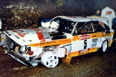Walter Röhrl - Christian Geistdörfer
26º Rallye Sanremo 1984. Audi Sport Quattro S1 (IN-NY 39). Abandonó por accidente en SS49 Ronde de 46,55 Km.
Audi Sport

Del 30 de Septiembre al 5 de Octubre, Sanremo, Liguria, Imperia, Italia.
Superficie: asfalto -tierra.

El Rally tenia un total de 2546.29 km de los que 807.69 km divididos en 56 tramos eran especiales, (2 de ellas fueron canceladas SS7 Sante Luce de 12,30 km y SS26 Chiusdino 2 de 17,41 Km).

Se inscribieron 104 equipos, tomaron la salida 100, finalizaron 35.@
Palabras clave: Walter_Röhrl;Audi;Sport;Quattro;Grupo_B;Sanremo;1984;Crash