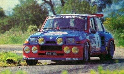 Jean Ragnotti - Pierre Thimonier
29º Tour de Corse - Rallye de France 1985. Renault 5 Maxiturbo (9489 YB 91). Clasificado 1º.

Del 2 al 4 de Mayo, Ajaccio, Córcega, Francia.
Superficie: asfalto.

El Rally tenia un total de 1603.00 km de los que 1122.25 km divididos en 30 tramos eran especiales (1 de ellos fue cancelado, SS5 Sartene - Zonza de 44.23 km, por el fatal accidente de Attilio Bettega en el tramo anterior, SS4 Zerubia - Santa Giulia de 30.60 km).

Tomaron la salida 139 equipos, finalizaron 45.@
Palabras clave: ;Renault;Maxiturbo;Grupo_B;Còrcega;1985;Corse