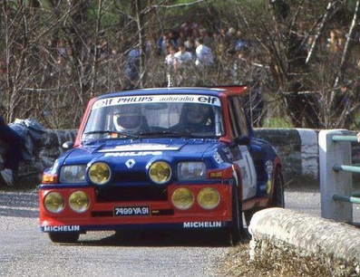 Jean Ragnotti - Pierre Thimonier
29º Tour de Corse - Rallye de France 1985. Renault 5 Maxiturbo (9489 YB 91). Clasificado 1º.

Del 2 al 4 de Mayo, Ajaccio, Córcega, Francia.
Superficie: asfalto.

El Rally tenia un total de 1603.00 km de los que 1122.25 km divididos en 30 tramos eran especiales (1 de ellos fue cancelado, SS5 Sartene - Zonza de 44.23 km, por el fatal accidente de Attilio Bettega en el tramo anterior, SS4 Zerubia - Santa Giulia de 30.60 km).

Tomaron la salida 139 equipos, finalizaron 45.@
Palabras clave: ;Renault;Grupo_B;Corcega;1985;Maxiturbo;Corse