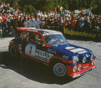 Jean Ragnotti - Pierre Thimonier
29º Tour de Corse - Rallye de France 1985. Renault 5 Maxiturbo (9489 YB 91). Clasificado 1º.

Del 2 al 4 de Mayo, Ajaccio, Córcega, Francia.
Superficie: asfalto.

El Rally tenia un total de 1603.00 km de los que 1122.25 km divididos en 30 tramos eran especiales (1 de ellos fue cancelado, SS5 Sartene - Zonza de 44.23 km, por el fatal accidente de Attilio Bettega en el tramo anterior, SS4 Zerubia - Santa Giulia de 30.60 km).

Tomaron la salida 139 equipos, finalizaron 45.@
Palabras clave: ;Renault;Maxiturbo;Grupo_B;Corse;Corcega;1985