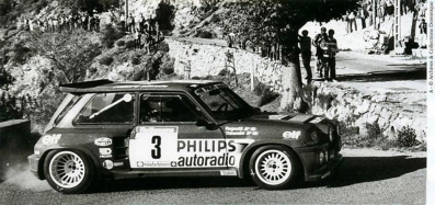 Jean Ragnotti - Pierre Thimonier
29º Tour de Corse - Rallye de France 1985. Renault 5 Maxiturbo (9489 YB 91). Clasificado 1º.

Del 2 al 4 de Mayo, Ajaccio, Córcega, Francia.
Superficie: asfalto.

El Rally tenia un total de 1603.00 km de los que 1122.25 km divididos en 30 tramos eran especiales (1 de ellos fue cancelado, SS5 Sartene - Zonza de 44.23 km, por el fatal accidente de Attilio Bettega en el tramo anterior, SS4 Zerubia - Santa Giulia de 30.60 km).

Tomaron la salida 139 equipos, finalizaron 45.@
Palabras clave: ;Renault;Grupo_B;Corcega;1985;Corse;Maxiturbo