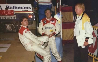 2º Rally Valeo 1985
Carlos Sainz y Antonio Boto con Renault 5 Maxiturbo (2-M-3536-P), clasificados 3º.

Podemos ver junto a ellos a Bernard Tramont como consejero.

También se puede ver el Lancia Rally 037 (2M 4380 P) de Salvador Servià  - Jordi Sabater, clasificados 1º.

Del 16 al 17 de Noviembre, Madrid, España.
Superficie: asfalto.

El Rally constaba de 2 etapas con un total de 229.70 km cronometrados divididos en 19 tramos.

Tomaron la salida un mínimo de 77 equipos, finalizaron 43.@
Palabras clave: ;Lancia;Rally;Grupo_B;Parque_Cerrado;Personajes;1985