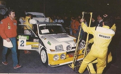 Asistencia en el 2º Rally Valeo 1985
En el Renault 5 Maxiturbo (2-M-3536-P) de Carlos Sainz Cenamor - Antonio Boto, clasificado 3º.

Del 16 al 17 de Noviembre, Madrid, España.
Superficie: asfalto.

El Rally constaba de 2 etapas con un total de 229.70 km cronometrados divididos en 19 tramos.

Tomaron la salida un mínimo de 77 equipos, finalizaron 43.@
Palabras clave: ;Renault;Maxiturbo;Shalymar;Valeo;Madrid;1985;Grupo_B;Asistencias
