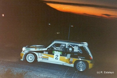 Carlos Sainz Cenamor - Antonio Boto
2º Rally Valeo 1985. Renault 5 Maxiturbo (2-M-3536-P). Clasificado 3º.

Del 16 al 17 de Noviembre, Madrid, España.
Superficie: asfalto.

El Rally constaba de 2 etapas con un total de 229.70 km cronometrados divididos en 19 tramos.

Tomaron la salida un mínimo de 77 equipos, finalizaron 43.@
Palabras clave: ;Renault;Maxiturbo;Shalymar;Valeo;Madrid;1985;Grupo_B