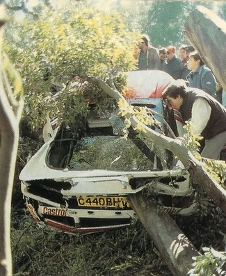 Joaquin Santos - Miguel Oliveira
20º Rallye de Portugal Vinho do Porto 1986. Ford RS200 (C440 BHV). Abandonó por grave accidente.

Santos era el ídolo local, su paso levantaba muchísima pasión entre los aficionados del lugar. Al salir de una curva, esquivó algunos espectadores que estaban mal situados, lo que provocó no poder encarar bien la siguiente curva y estrellarse contra el público.
Hay otra versión en la que se dice que al salir de la curva impacto con la rueda trasera de lado con un coche que estaba 
