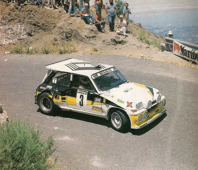 Carlos Sainz Cenamor - Antonio Boto
10º Rally Corte Inglés 1986. Renault 5 Maxiturbo (2-M-5968-P). Clasificado 1º.

Del 4 al 6 de Julio, Las Palmas de Gran Canaria, España.
Superficie: asfalto.288.00 km

El Rally tenia un total de 693.00 km de los que 288.00 km divididos en 18 tramos eran especiales.

Tomaron la salida 70 equipos finalizaron 36.

© Gonzalo Arche.
@
Palabras clave: ;Renault;Maxiturbo;Grupo_B;Corte_Ingles;Canarias;1986