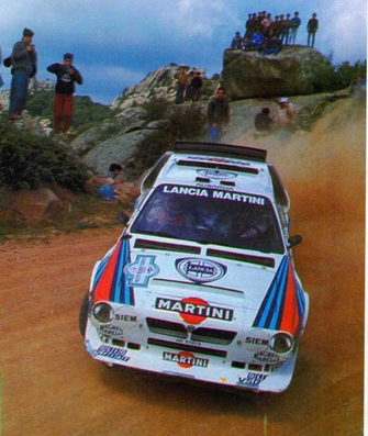 Henri Toivonen - Sergio Cresto
9º Rally Costa Smeralda 1986. Lancia Delta S4 (A6 37614). Clasificado 1º.
Martini Lancia

Del 16 al 18 de Abril, Porto cervo, norte de Cerdeña, Italia.
Superficie: tierra.

El Rally constaba de 546.00 Km cronometrados divididos en 35 tramos especiales.

Tomaron la salida 79 equipos, finalizaron 32.@
Palabras clave: Henri_Toivonen;Lancia;Delta;Costa_Esmeralda;1986;Grupo_B;Smeralda
