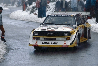 Hannu Mikkola - Arne Hertz
54º Rallye Automobile de Monte-Carlo 1986. Audi Sport Quattro S1 E2 (IN-NW 4). Clasificado 3º.
Audi Sport

Del 18 al 24 de Enero, Monte-Carlo.
Superficie: asfalto - nieve.

El Rally tenía un total de 3984.00 km de los que 881.20 km divididos en 36 tramos eran especiales.

Tomaron la salida 156 equipos, finalizaron 65.@
Palabras clave: Audi;Sport;Quattro;Montecarlo;Grupo_B;1986