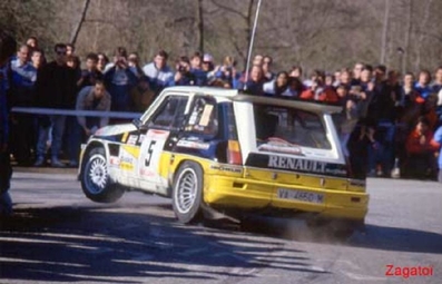 Carlos Sainz Cenamor - Antonio Boto
7º Rallye des Garrigues - Languedoc-Roussillon 1986. Renault 5 Maxiturbo (VA-4650-MA). Abandonó por el embrague en SS16 Saint-Bresson 2 de 34.20 Km.

Del 3 al 6 de Abril, Nimes, Francia
Superficie: asfalto

El Rally tenía un total de 501.90 km cronometrados divididos en 20 tramos especiales.

Tomaron la salida 102 equipos, finalizaron 44.@
Palabras clave: ;Renault;Maxiturbo;Grupo_B;Garrigues;1986