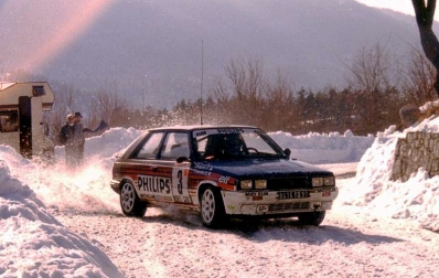 Jean Ragnotti - Pierre Thimonier
55º Rallye Automobile de Monte-Carlo 1987. Renault 11 Turbo (8416 YD 91). Clasificado 6º.
Philips Renault Elf

Del 17 al 22 de Enero, Monte-Carlo.
Superficie: asfalto - nieve.

El Rally tenia un total de 3162.00 km de los que 593.45 km divididos en 26 tramos eran especiales, (1 de ellos fue cancelado SS3 Les Egats - St. Luce de 13.50 Km).

Se inscribieron 163 equipos, tomaron la salida 160, finalizaron 93.@
Palabras clave: Renault;Montecarlo;1987;nieve