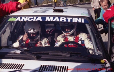 Bruno Saby - Jean-François Fauchille
57º Rallye Automobile de Monte-Carlo 1989. Lancia Delta Integrale (TO 54902H). Clasificado 3º.

Del 21 al 26 de Enero, Monte-Carlo.
Superficie: asfalto - nieve.

El Rally tenia un total de 2872.82 km, de los que 613.25 km, divididos en 24 tramos, eran especiales.

Tomaron la salida 172 equipos, finalizaron 83.@
Palabras clave: ;Lancia;Delta;Integrale;Montecarlo;1989;Personajes