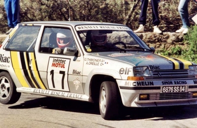 Alain Oreille - Gilles Thimonier
33º Tour de Corse - Rallye de France 1989. Renault 5 GT Turbo (6876 SS 84). Clasificado 8º.

Del 23 al 26 de Abril, Ajaccio, Córcega, Francia.
Superficie: asfalto.

El Rally tenia un total de 1439.85 km de los que 628.71 km divididos en 33 tramos eran especiales.

Se inscribieron 85 equipos, tomaron la salida 79, finalizaron 39.@
Palabras clave: ;Renault;Turbo;GT;Corse;Corcega;1989