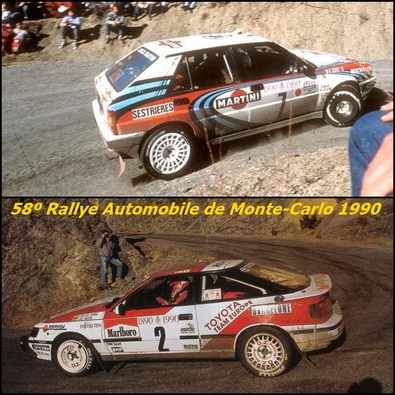 58º Rallye Automobile de Monte-Carlo 1990
Carlos impone un ritmo vertiginoso, que solo Didier y en ocasiones Bruno Saby podían seguir, hasta que Bruno golpea contra un petril y pierde 10 minutos, se quedaron solos Carlos y Didier, que cuando uno ganaba, el otro se la devolvía y así hasta 5 tramos de la finalización del Rally.

Ese año se estrenaba una nueva reglamentación, se trataba principalmente de colocar una brida restrictora en los turbos de 40 m/m. Los Lancia a priori era la marca mas afectada, pues se decía que perdían de entre 30 a 40cv, de ahí que el año anterior, se ausentaran del RAC Británico para concentrar sus esfuerzos en encontrar algo que paliara la pérdida de potencia.

Carlos y Toyota no parecían estar en disposición de lucha contra la armada Lancia y menos en asfalto, Carlos contaba como compañeros de equipo a Schwarz y Ericsson.

Empieza el Rallye y la sorpresa es que Carlos y Luis fueron la auténtica revelación de la prueba.

Miki no dejaba de quejarse de los neumáticos Michelin y en las asistencias Lancia hacía tiempo que no los veían tan nerviosos, gritos entre todos, corriendo y malas caras entre ellos. En cambio en Toyota, todo funcionaba como un reloj, el coche mostraba gran fiabilidad y además estrenando los nuevos calentadores de ruedas, parecía que Carlos y Luis aun se reservaban alguna sorpresa.

Esto fue así hasta que en el Col de Turini, Carlos y Luis atacaban y sacaban 10 segundos a Auriol... Y en la siguiente asistencia, la alarma cundió en el equipo Lancia y se dijo:

"Urgente l´intervento", no nos puede ganar !!...

A partir de los siguientes tramos, ya nada fue igual, a partir de ahí, Didier y Bernard volaron por los tramos, distanciándose de forma increíble desde ese momento... La duda de que se hizo en el Lancia dorsal 7, en la 58º edición del Monte-Carlo perdurará siempre... O no...

Sabéis que pregunta fue la primera que le hizo Carlos a Rino Buschiazzo cuando estaba todo el tema del Lancia Repsol cerrado para 1993 en la carrera de Campeones en Canarias ?... Pues fue en referencia a este tema, y Rino le dijo, mas o menos... Te la metimos !!!

Que cada uno saque sus conclusiones...

Por Carlos Falcó.@
Palabras clave: Historias;MontecarloLancia;Delta;Integrale;Toyota;Celica;ST185;Montecarlo;1990