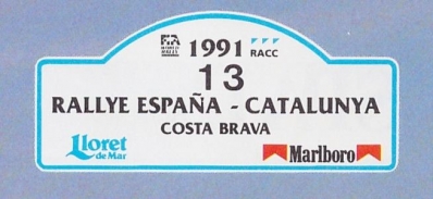 27º Rally Catalunya Costa-Brava 1991
Prueba 13 de 14

Del 10 al 13 Noviembre, Lloret de Mar, Catalunya; España.
Superficie: Asfalto y tierra.

El Rally tenia un total de 1606.98 km de los que 566.1 km divididos en 35 tramos eran especiales, (2 de ellas fueron canceladas SS4 Sant Hilari - Ossor de 13.57 Km y SS29 Riera de Merles de 14.36 Km).

Tomaron la salida 76 equipos, finalizaron 33.
Palabras clave: Catalunya;1991;España;Spain