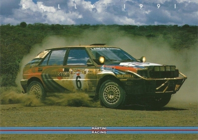 Juha Kankkunen - Juha Piironen
39º Martini Safari Rally Kenya 1991. Lancia Delta Integrale 16V (TO 22602R). Clasificado 1º.

Del 27 de Marzo al 1 de Abril, Nairobi, Kenya, África.
Superficie: tierra.

El Rally tenia un total de 4520.76 km con 79 controles horarios.

Tomaron la salida 57 equipos, finalizaron 27.@
Palabras clave: ;Juha_Piironen;Lancia;Delta;Integrale;Safari;1991