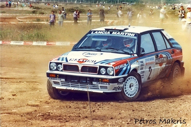 Massimo (Miki) Biasion - Tiziano Siviero
38º Acropolis Rally 1991. Lancia Delta Integrale 16V. Clasificado 3º.

Del 1 al 6 de Junio, Atenas, Grecia.
Superficie: tierra.

El Rally tenia un total de 1.776,55 km de los que 597.35 km divididos en 48 tramos eran especiales, (una de ellas fue cancelada SS22 Aghia Triada de 9,55 Km).

Tomaron al salida 94 equipos, finalizaron 37.@
Palabras clave: ;Lancia;Delta;Integrale;Grecia;Acropolis;1991
