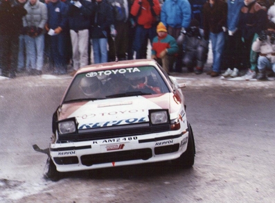 Armin Schwarz - Arne Hertz
59º Rallye Automobile de Monte-Carlo 1991. Toyota Celica GT-4 -ST165- (K-AM 2480). Clasificado 4º.

Del 24 al 30 de Enero, Monte-Carlo.
Superficie: asfalto - nieve.

El Rally tenia un total de 3390.27 km de los que 628.64 km divididos en 27 tramos eran especiales.

Tomaron la salida 167 equipos, finalizaron 75.

© Joan Al
Tramo: Pont de Miolans, (paellas del ultimo Km y medio, justo antes de Les Clues de St Auban).
@@
Palabras clave: ;Montecarlo;Toyota;Celica;1991;ST165