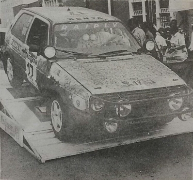 Sarbi Rai - Supee Soin
39º Martini Safari Rally Kenya 1991. Volkswagen Golf GTi 16V. Clasificado 16º.

Del 27 de Marzo al 1 de Abril, Nairobi, Kenya, África.
Superficie: tierra.

El Rally tenia un total de 4520.76 km con 79 controles horarios.

Tomaron la salida 57 equipos, finalizaron 27.@
Palabras clave: Volkswagen;Golf;Gti;Safari;1991